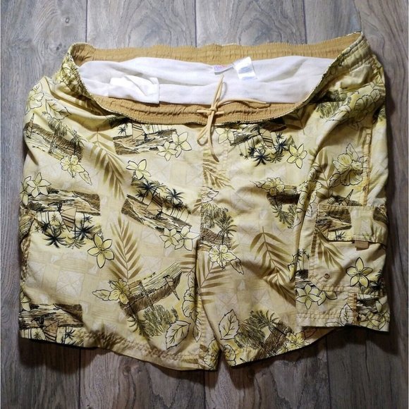 Sand N Sun Lined Swim Suit Board Shorts Mens XL Up to 48" Waist Yellow Tropical - Picture 5 of 10
